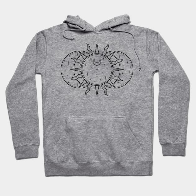 Vintage Celestial Sun and Moon Hoodie by katieharperart